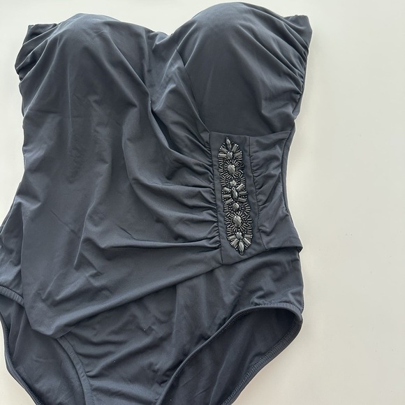 Rebecca Minkoff Swimsuit One Piece 10 Black Elegant Minimalist Resort Jeweled - Picture 2 of 8